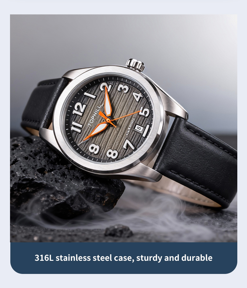 Mechanical watch with 316L stainless steel strap and NH35 movement. Customized watch.(图4)