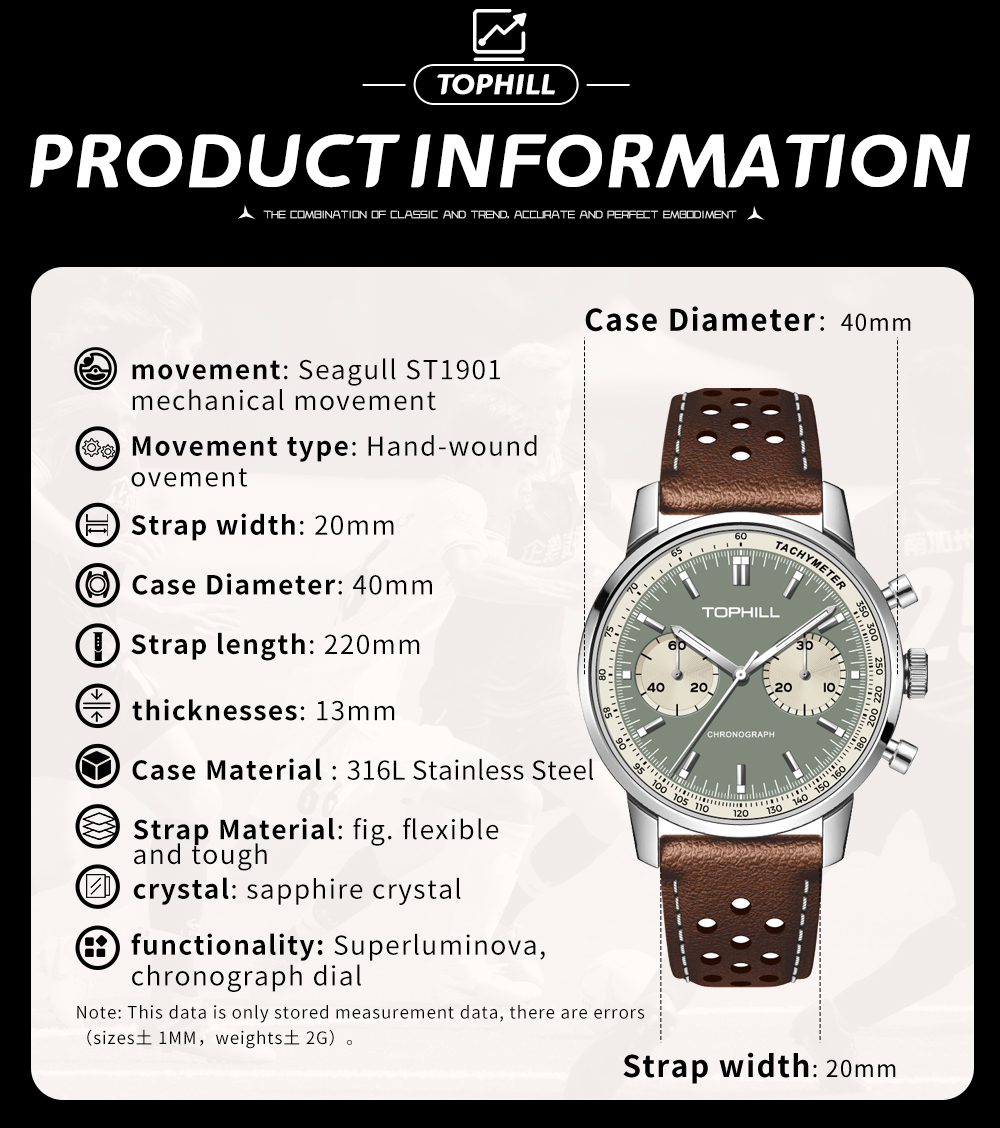 Seagull ST19 movement, mechanical chronograph, 316L steel, sapphire crystal glass—a must-have watch for watch enthusiasts.(图6)