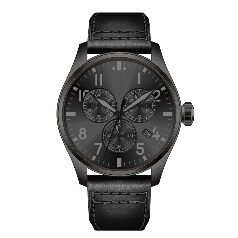 X0059G Unleash Your Elegance with this 43MM Men's Quartz Watch and Leather Band