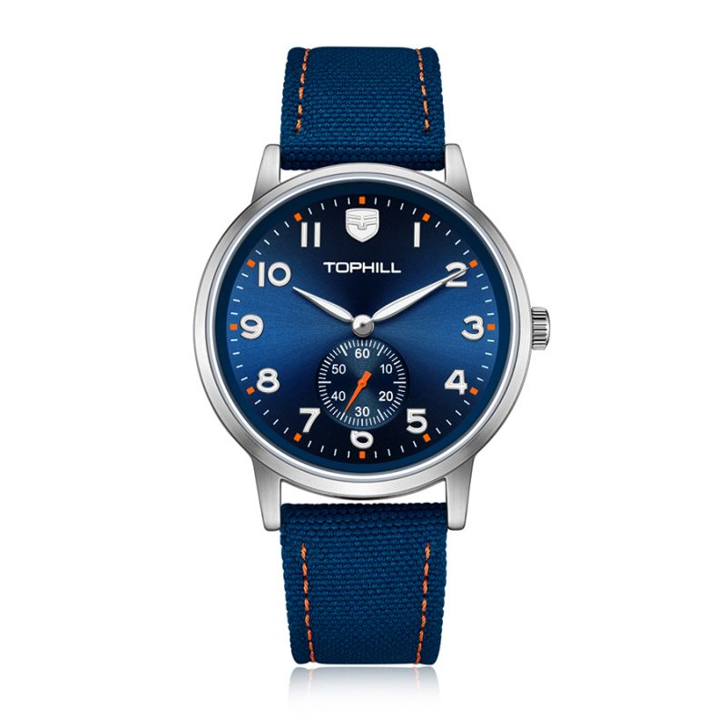 W090G Men Quartz Watches Blue Leather St