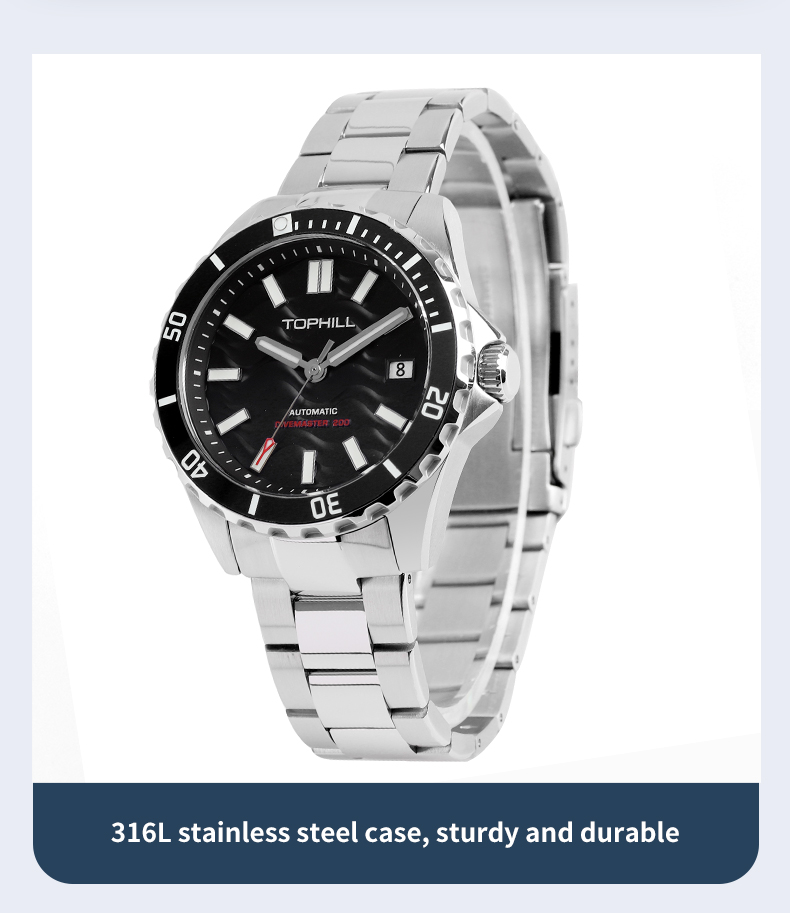 Japanese NH35 Men‘s Automatic Diving Stainless Steel Watch(图4)