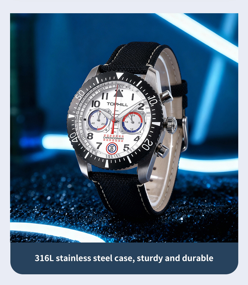 VK64 quartz chronograph watch with a retro-style theme, featuring aviation-inspired design elements, and presented as an original designer timepiece(图5)