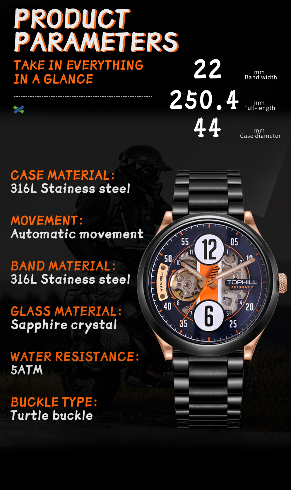Skeleton mechanical watch with racing design concept, self-developed case(图4)